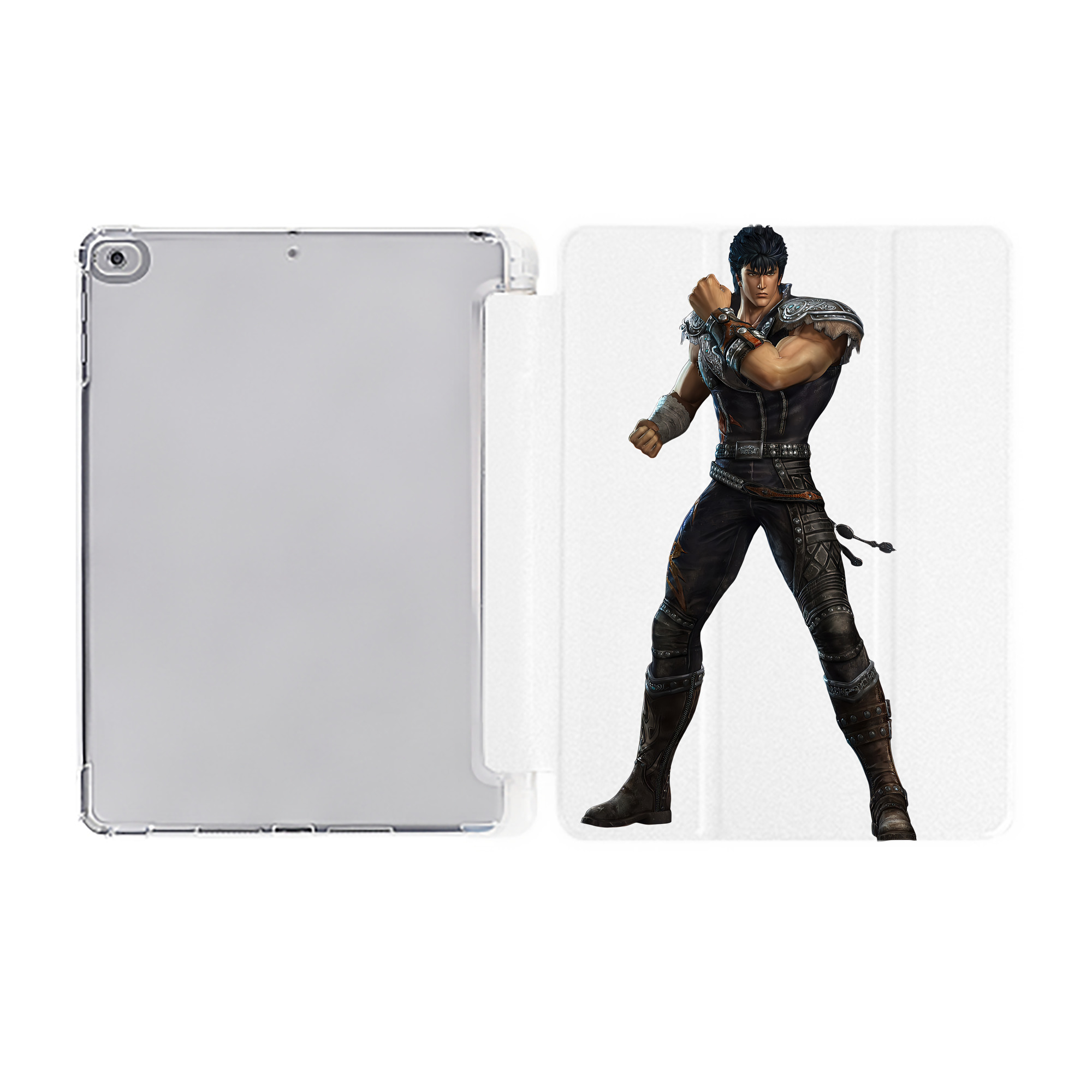 （画像用） 北斗の拳 Fist of the North Star IPad ケース ペン収納付き 三つ折りスタンド PUレザー×シリコン 対応機種9.5/10.5/10.9インチ